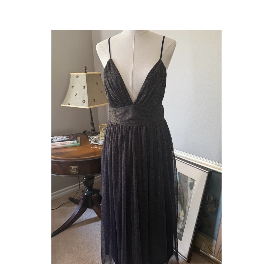 Black Shimmer Tulle Maxi Formal Dress L Dress Day